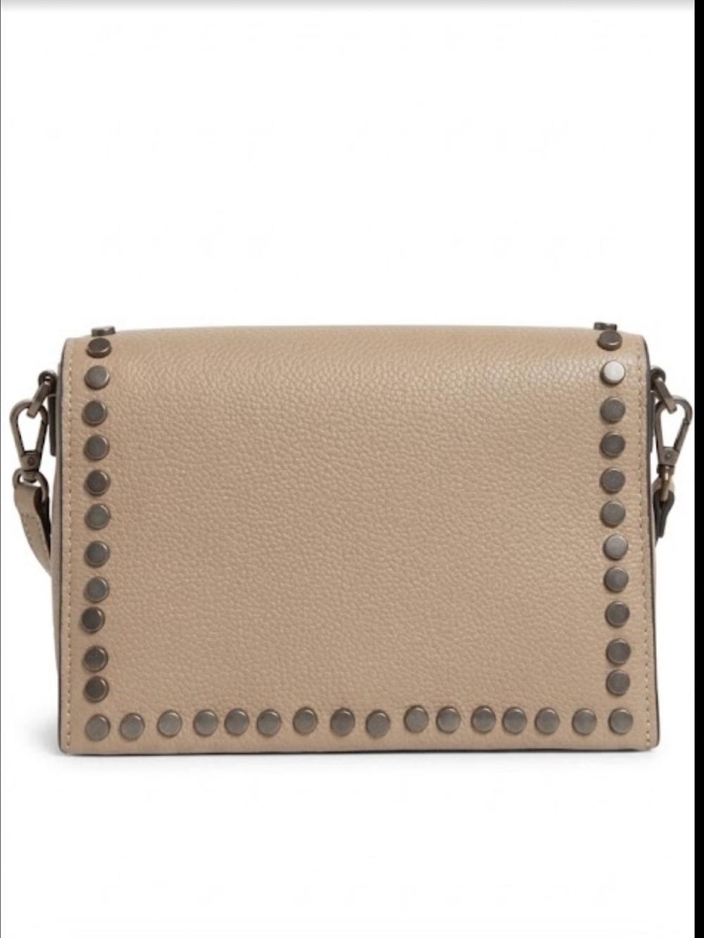 Steve Madden Taupe Pebbled Leather Studded Crossbody
